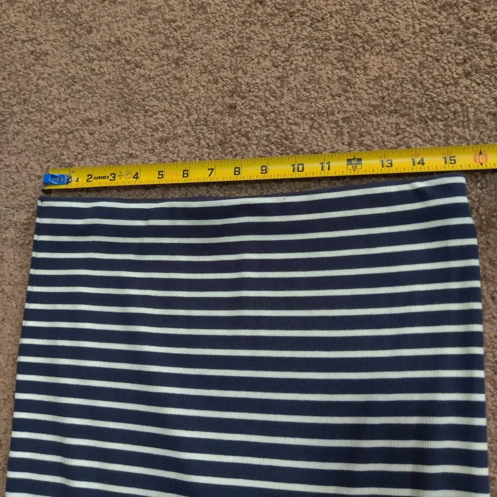 Polo‎ Ralph Lauren Pencil Skirt Women's L Striped Stretch Cotton Lyocell Blend